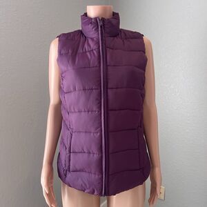 LOFT Quilted fall Winter Puffer Zip Up Vest Burgundy Women's Size Medium NWT